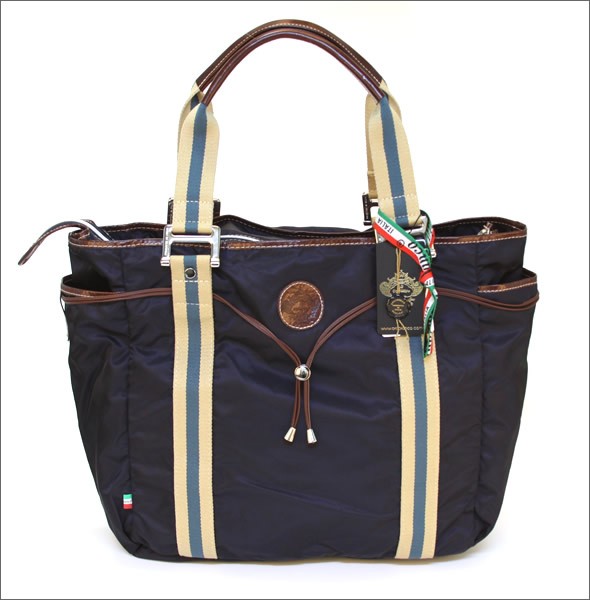 オロビアンコ ARCANA DA-A NYLON メンズ ショルダー・トートバッグ ナイロン×レザー ネイビー/ブラウン BLU-013/CASTAGNA