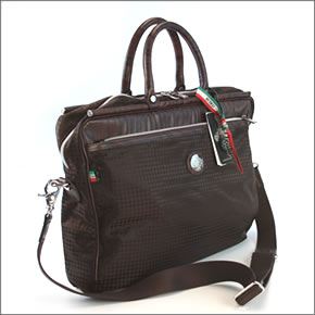 オロビアンコ VATICANA メンズ ショルダーストラップ付 ビジネスバッグ ブリーフケース 千鳥格子柄 ナイロン×レザー ブラウン/ブラウン（ブルー/コニャック） T.MORO/MARRONE