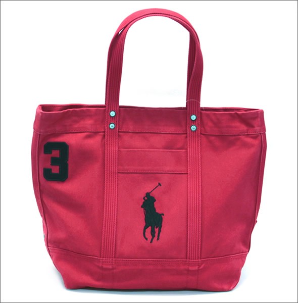 ポロ ラルフローレン BIG PONY TOTE  405532853001 PARK AVENUE RED ファスナー付 キャンバス トートバッグ