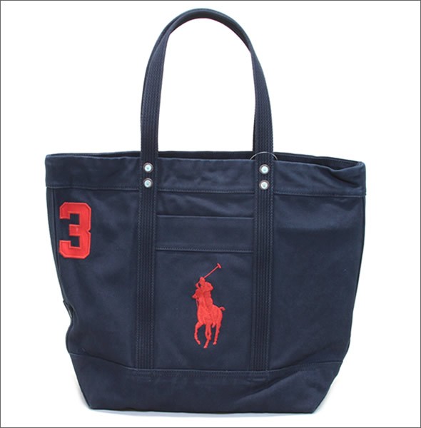 ポロ ラルフローレン BIG PONY TOTE  405532853003 AVIATOR NAVY ファスナー付 キャンバス トートバッグ