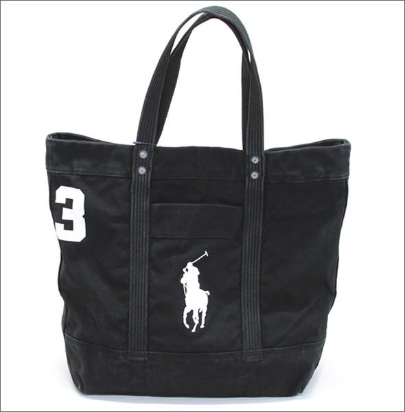 ポロ ラルフローレン BIG PONY TOTE  405532853004 POLO BLACK ファスナー付 キャンバス トートバッグ