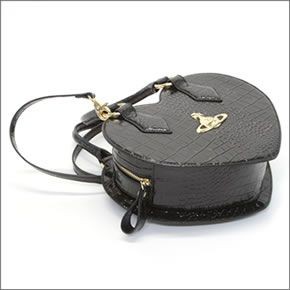 ヴィヴィアン ウエストウッド  クロコ型押し ハート型 2WAY ショルダー・ハンドバッグ NEW CHANCERY 6320 137 BALCK