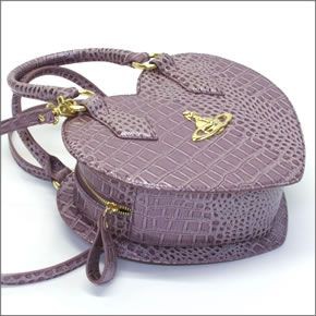 ヴィヴィアン ウエストウッド  クロコ型押し ハート型 2WAY ショルダー・ハンドバッグ NEW CHANCERY 6320 L41 LAVANDA