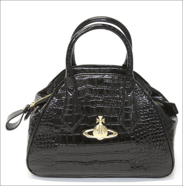 ヴィヴィアン ウエストウッド  クロコ型押し ハンドバッグ NEW CHANCERY 6321 137 BALCK