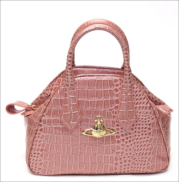 ヴィヴィアン ウエストウッド  クロコ型押し ハンドバッグ NEW CHANCERY 6321 468 SALMONE