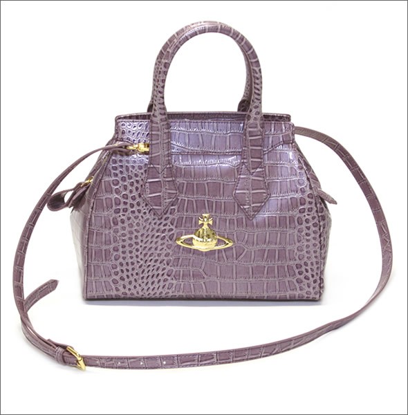 ヴィヴィアン ウエストウッド  クロコ型押し 2WAY ショルダー・ハンドバッグ NEW CHANCERY 6454 L41 LAVANDA