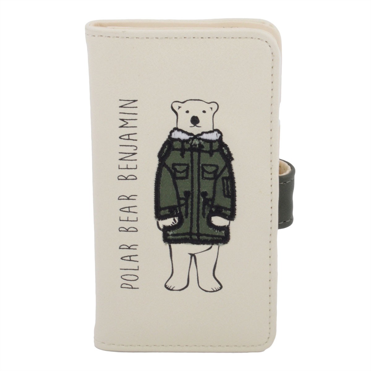 アネロ anello  ZH-L0284-KH POLAR BEAR BENJAMIN オシャレなシロクマ ベンジャミン iPhone6・6s専用 手帳型ケース スマートフォン スマホケース アイフォンカバー