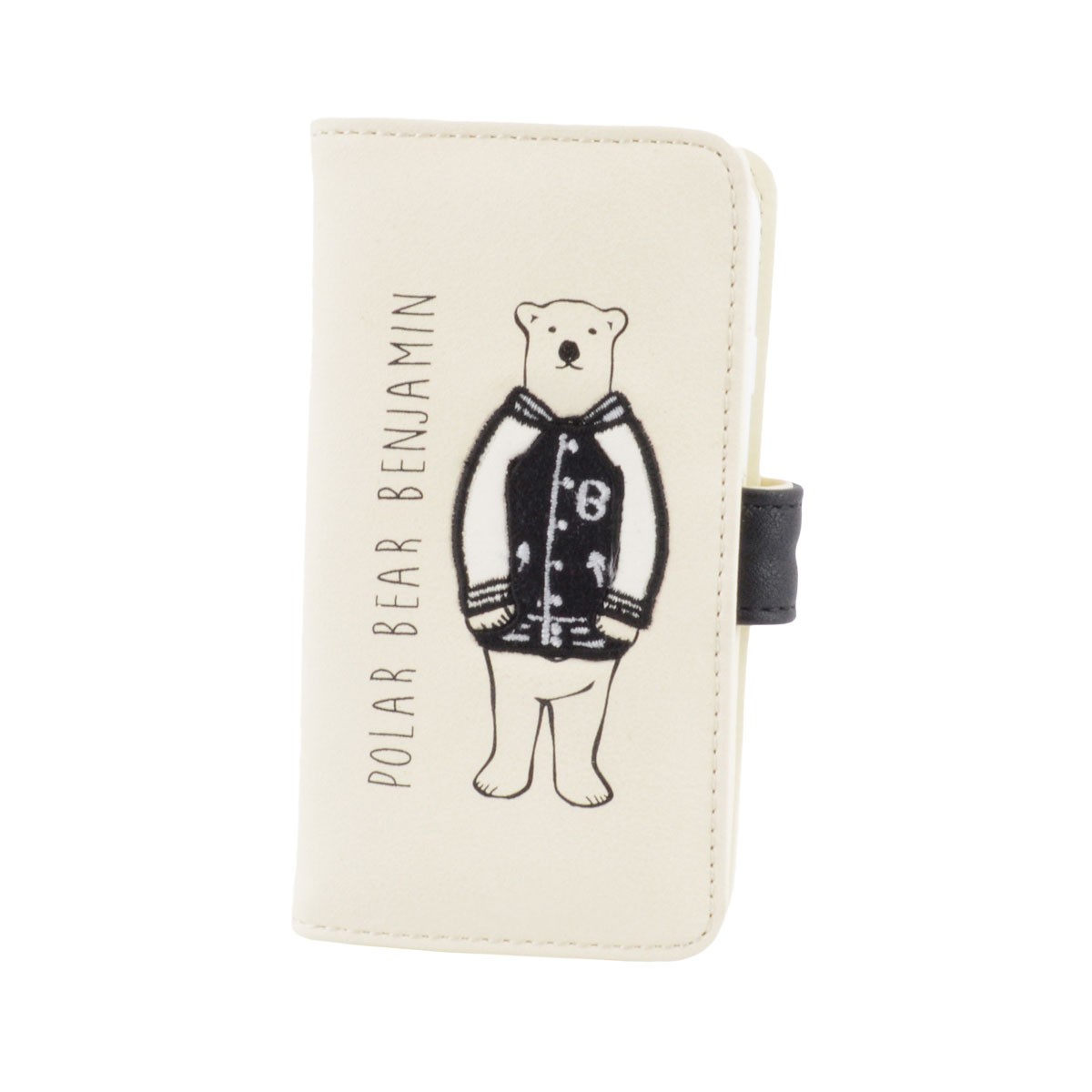 アネロ anello  ZH-L0284-BK POLAR BEAR BENJAMIN オシャレなシロクマ ベンジャミン iPhone6・6s専用 手帳型ケース スマートフォン スマホケース アイフォンカバー