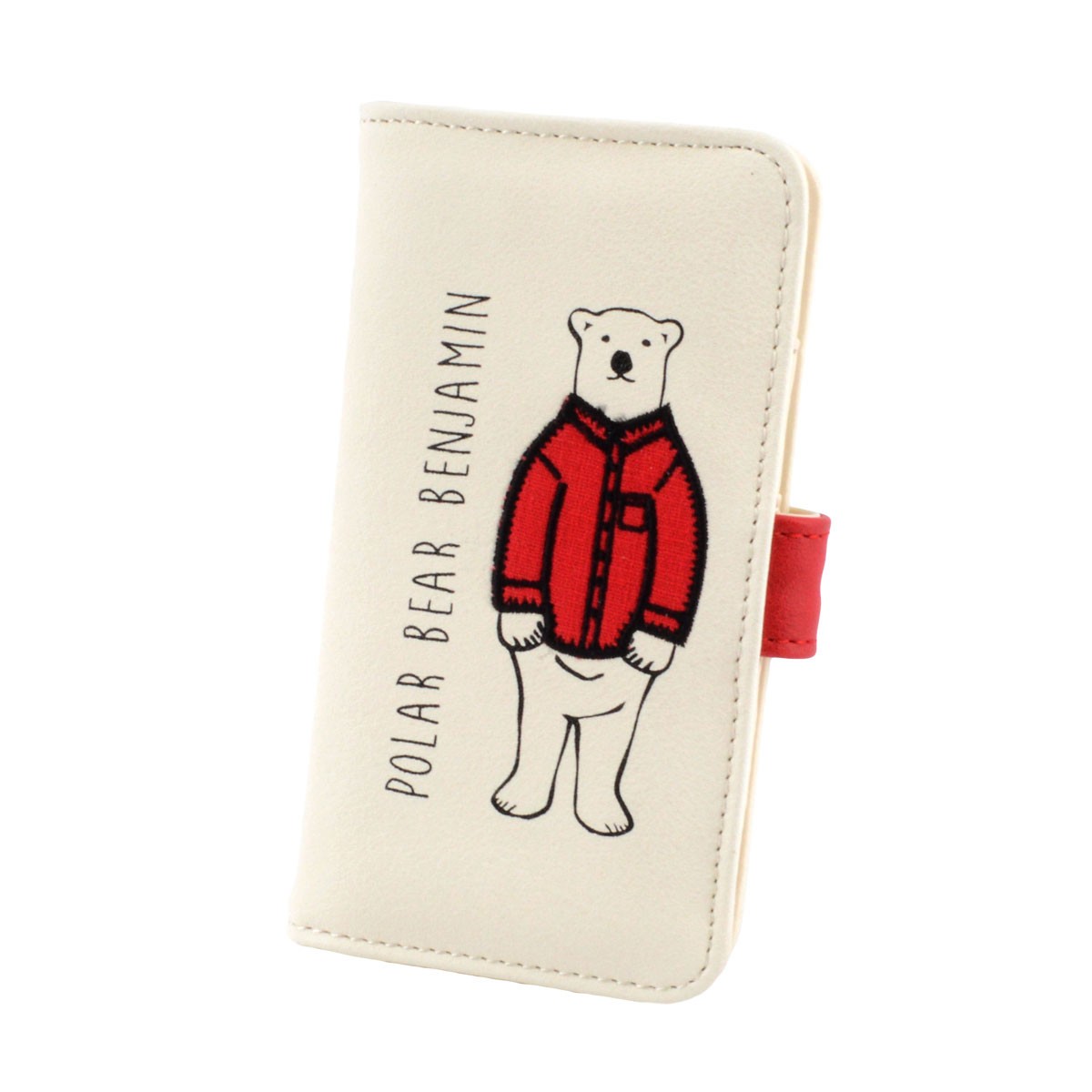 アネロ anello  ZH-L0284-RE POLAR BEAR BENJAMIN オシャレなシロクマ ベンジャミン iPhone6・6s専用 手帳型ケース スマートフォン スマホケース アイフォンカバー