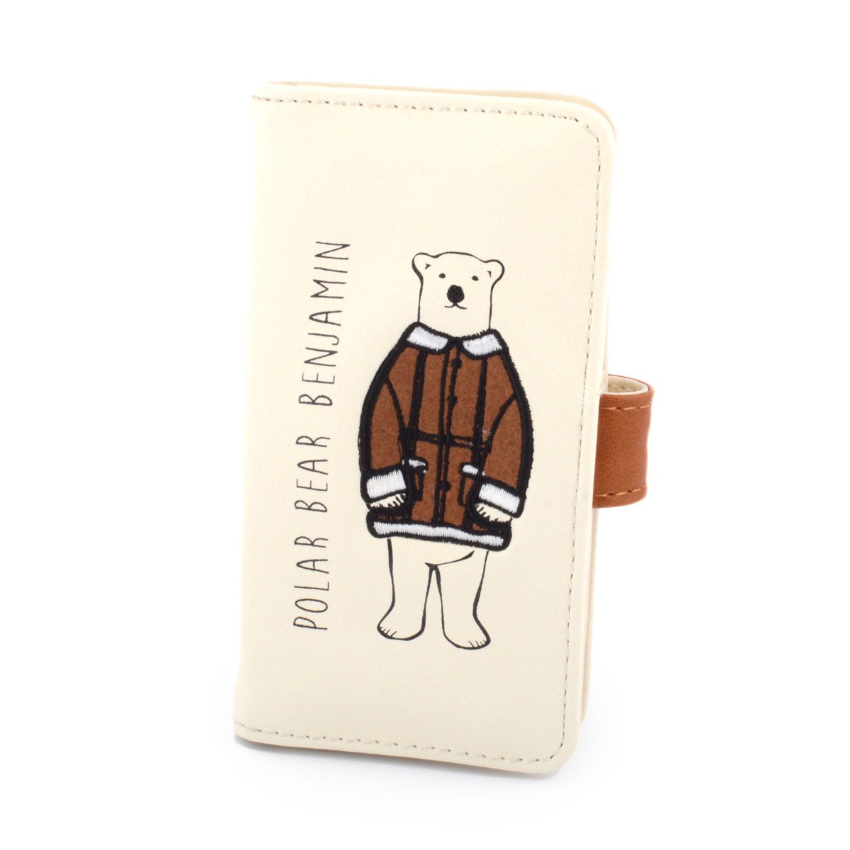 アネロ anello  ZH-L0284-CA POLAR BEAR BENJAMIN オシャレなシロクマ ベンジャミン iPhone6・6s専用 手帳型ケース スマートフォン スマホケース アイフォンカバー