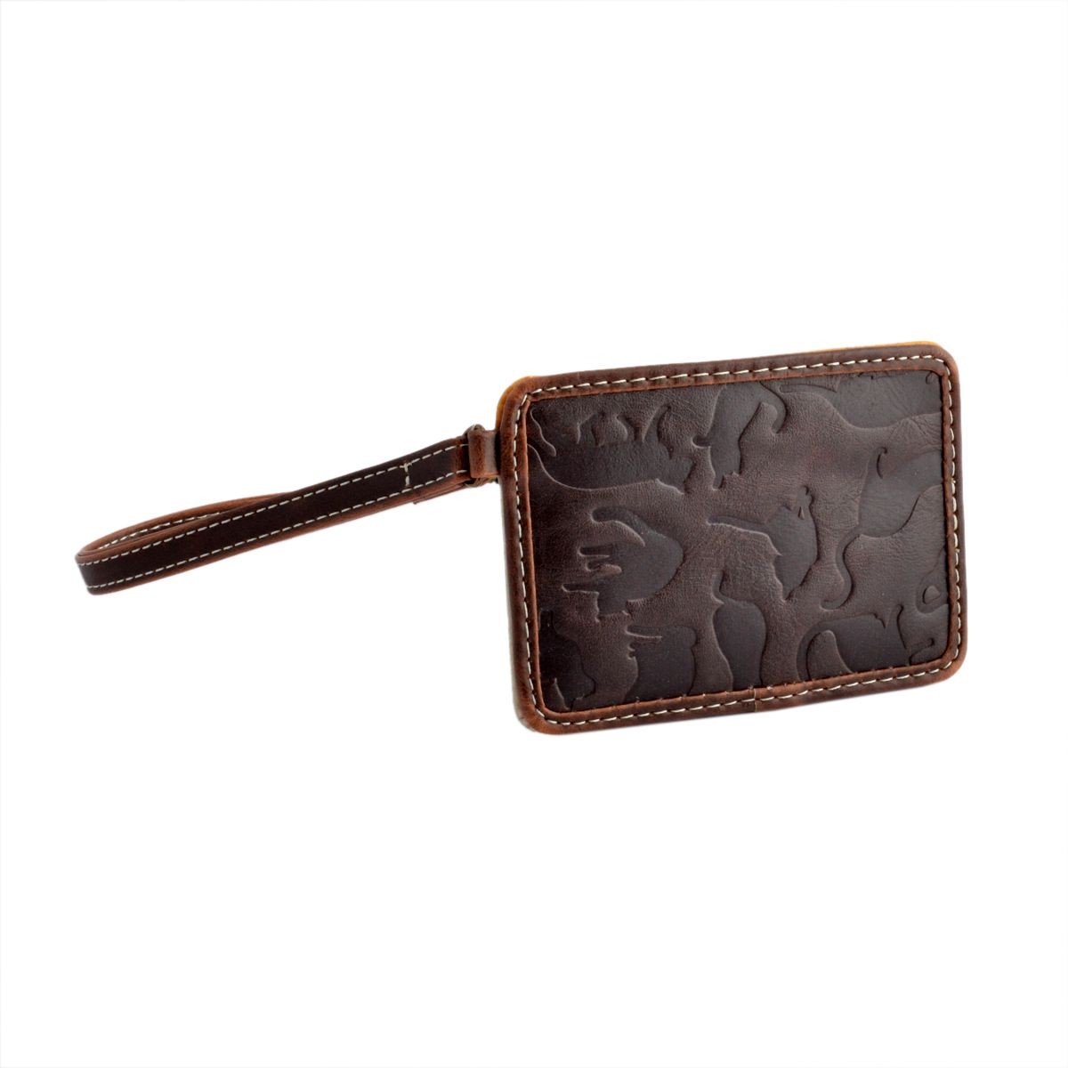 アネロ anello  ZU-D0701-BR ネコシルエット型押し ストラップ付 パスケース 定期入れ ☆猫シリーズ☆