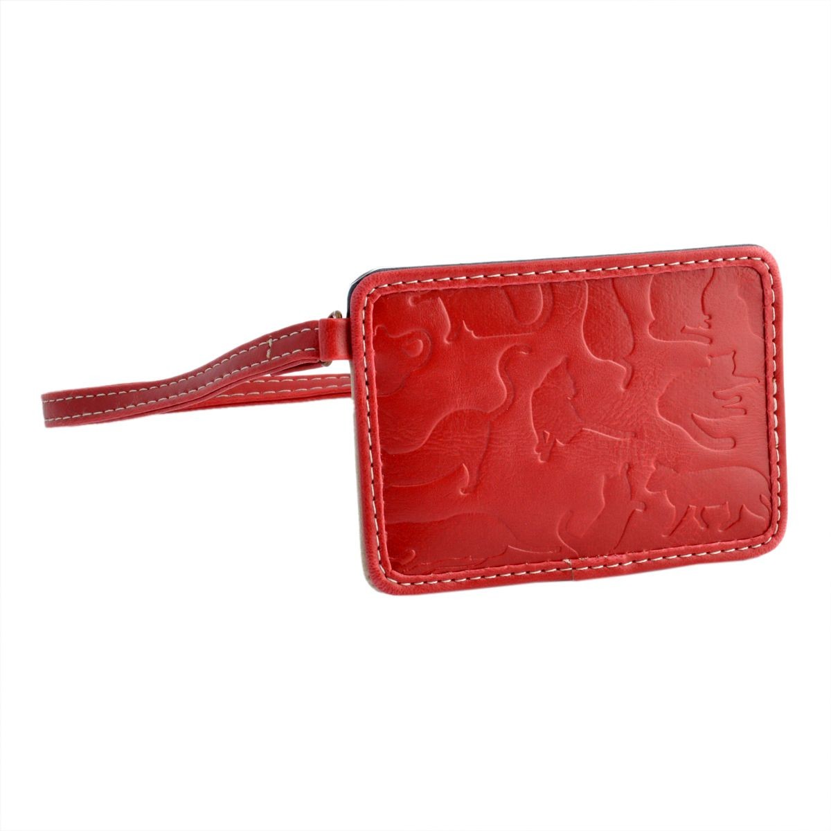 アネロ anello  ZU-D0701-RE ネコシルエット型押し ストラップ付 パスケース 定期入れ ☆猫シリーズ☆