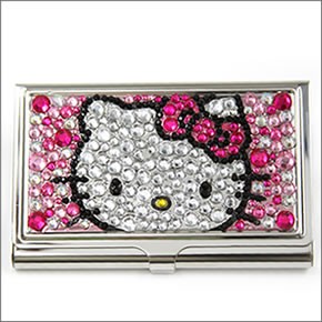 hello kitty（ハローキティ）キラキラ(ラインストーン）キティラー必須アイテム　ミラーつき　デコカードケースKTCDS002