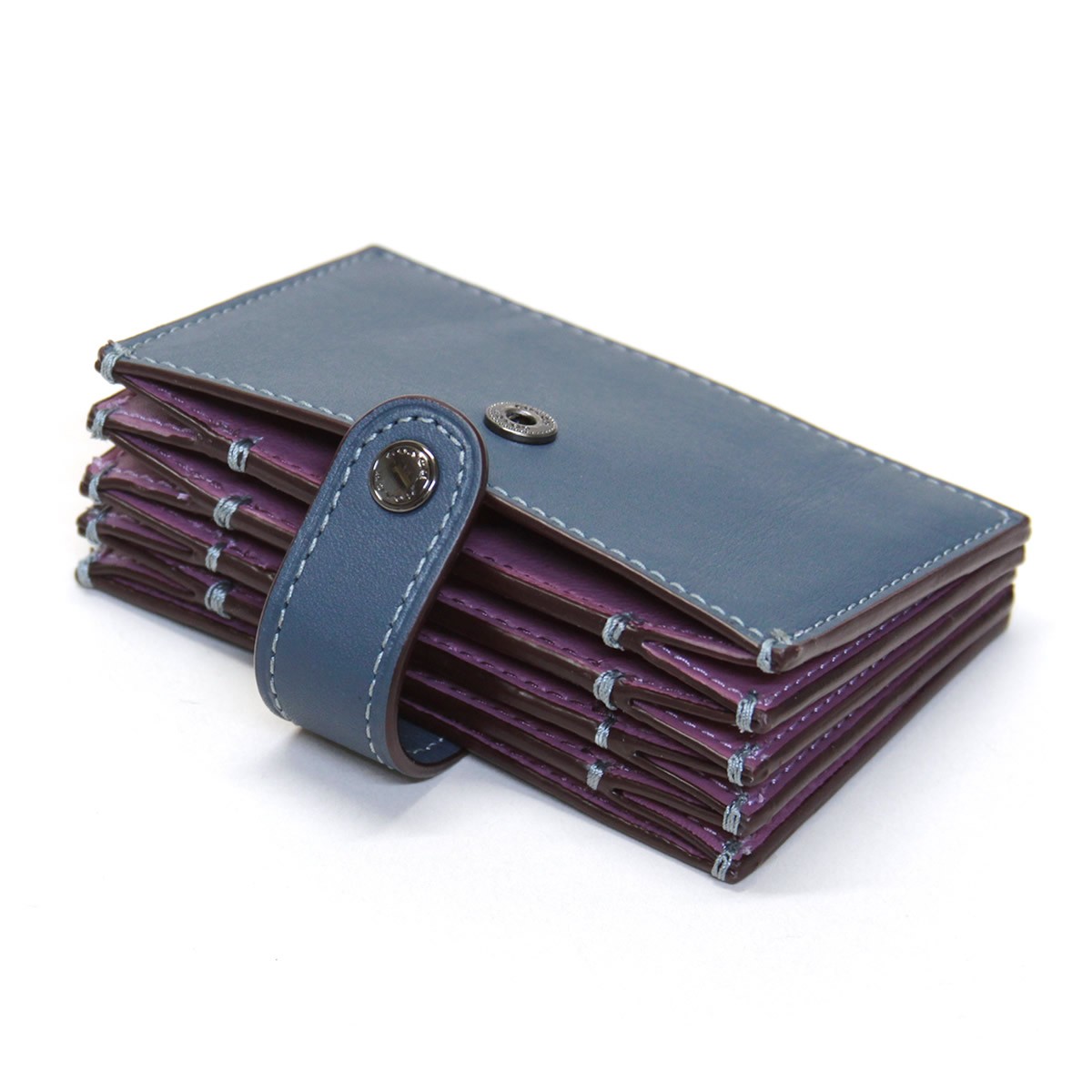 コーチ COACH 54581 Dk/Denim Primrose (DKMU5) 内外バイカラー アコーディオン カードケース 名刺入れ　 ACCORDION CARD CASE
