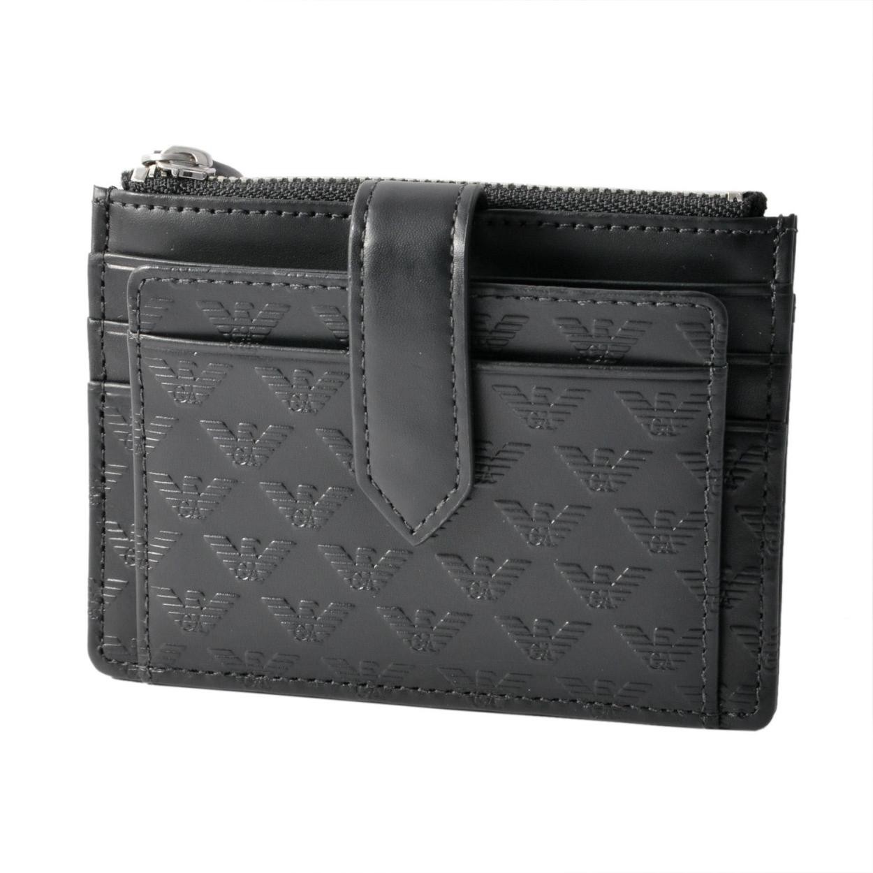 エンポリオアルマーニ EMPORIO ARMANI Y4R151 YC043 80001 イーグル型押し 定期＆小銭入れ付 カードケース