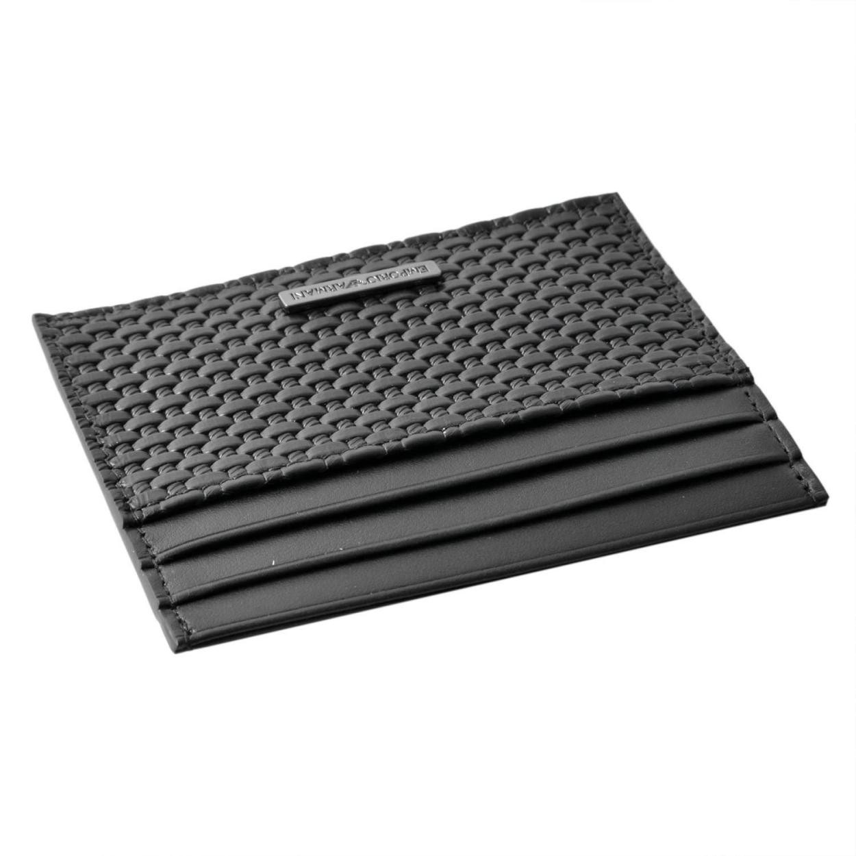 エンポリオアルマーニ EMPORIO ARMANI YEM320 YCG6J 80001 編み込みレザー カードケース 名刺入れ