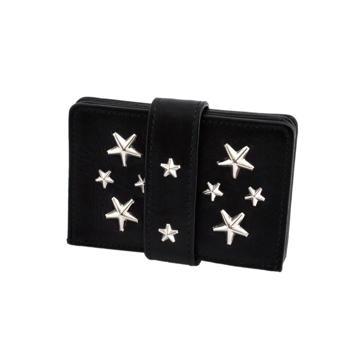 ジミーチュウ JIMMY CHOO TIGGY/CST 153 BLACK スタースタッズ付 アコーディオン式 カードケース