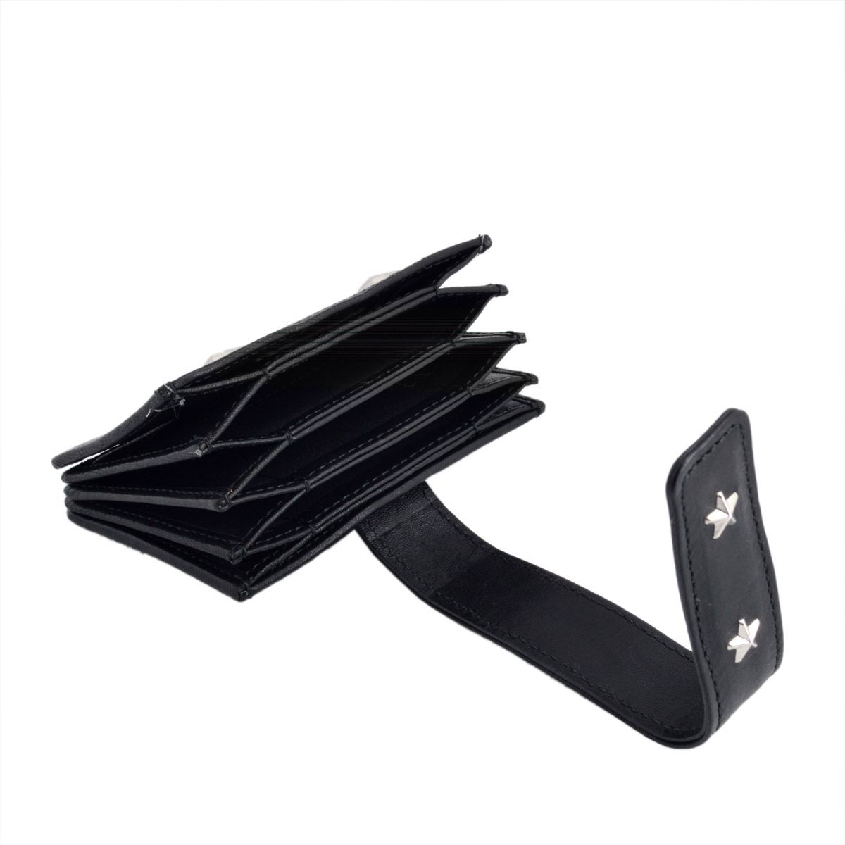 ジミーチュウ JIMMY CHOO TIGGY/CST 153 BLACK スタースタッズ付 アコーディオン式 カードケース