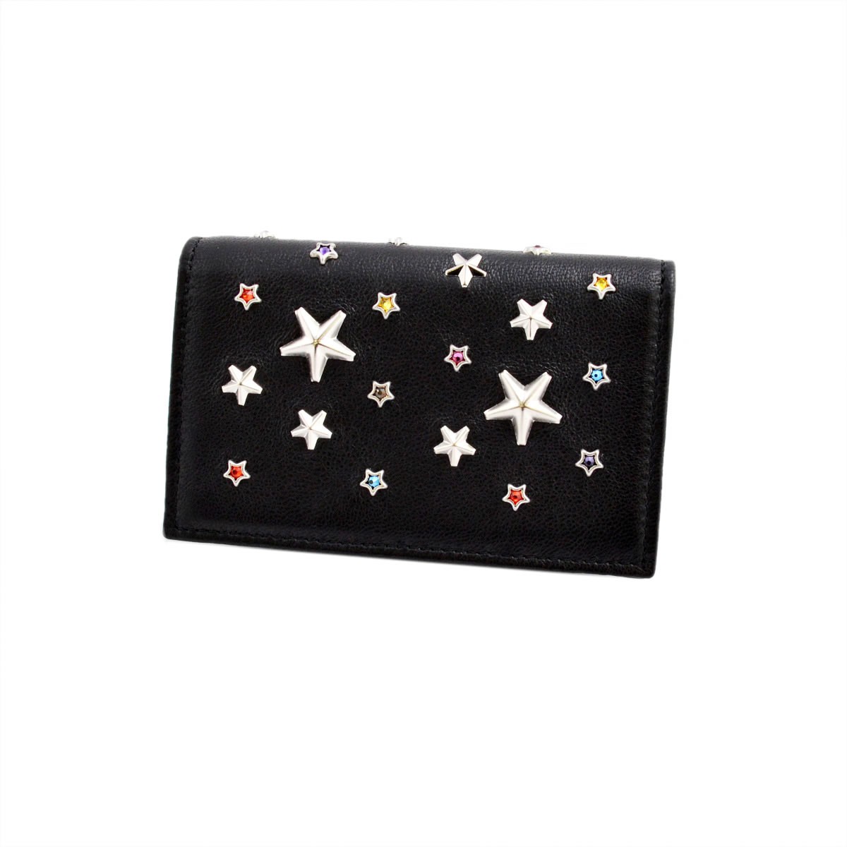 ジミーチュウ JIMMY CHOO NELLO/LSX 153 BLACK/MULTI クリスタル＆メタルスタースタッズ カードケース 名刺入れ