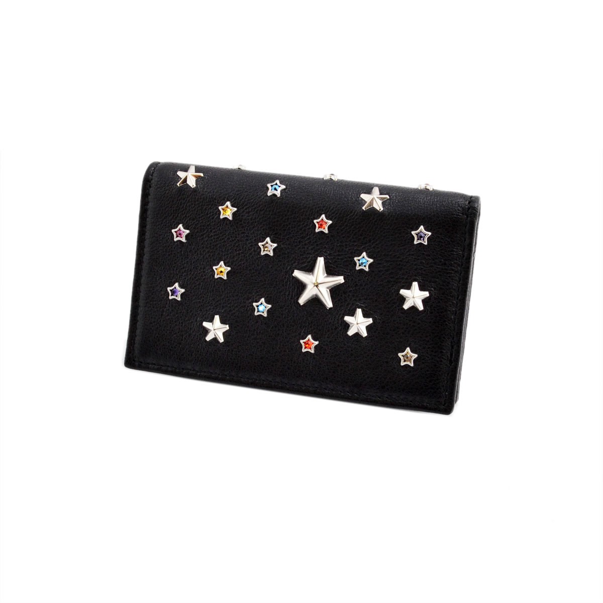 ジミーチュウ JIMMY CHOO NELLO/LSX 153 BLACK/MULTI クリスタル＆メタルスタースタッズ カードケース 名刺入れ