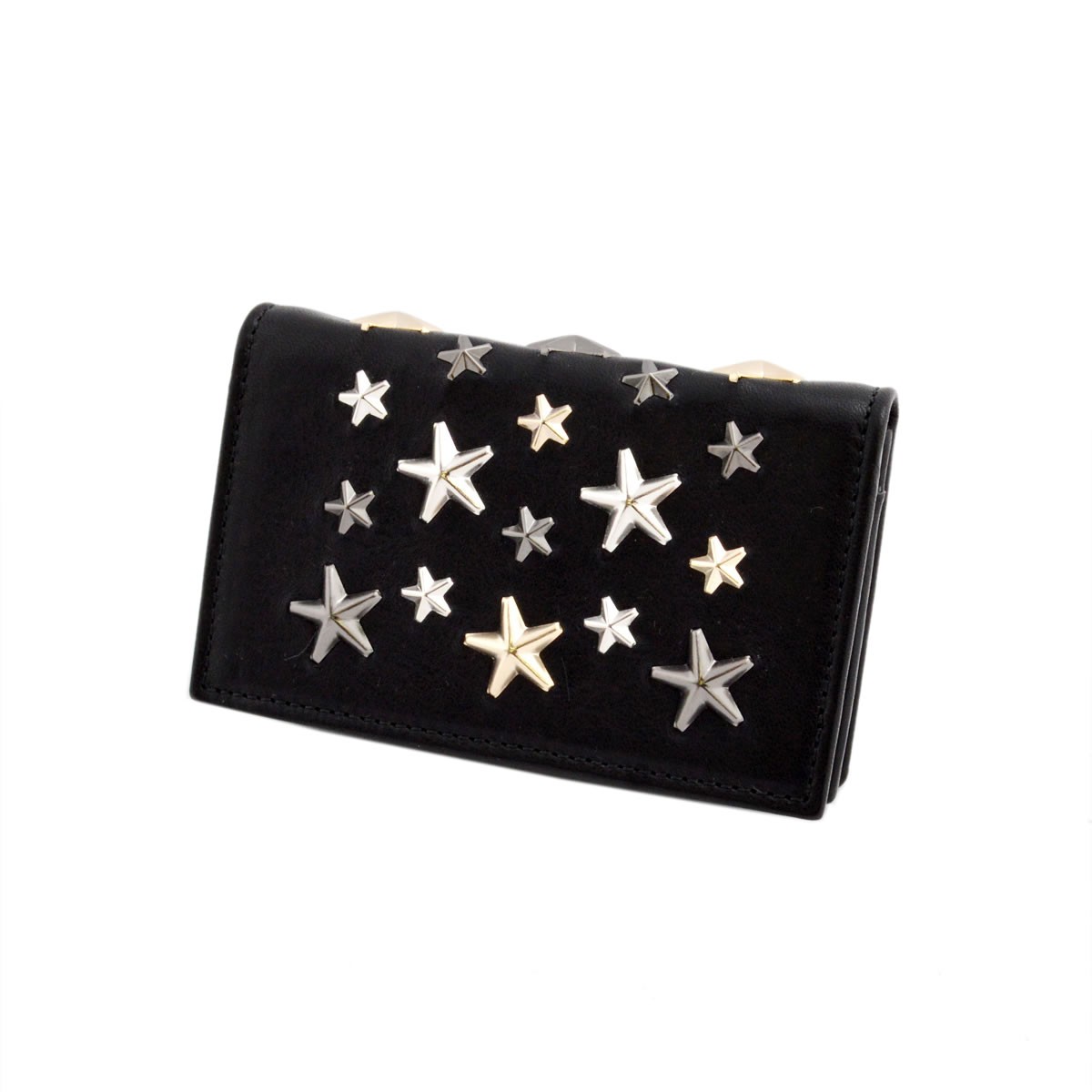 ジミーチュウ JIMMY CHOO NELLO/LTR 143 BLACK/METALLIC MIX スタースタッズ カードケース 名刺入れ