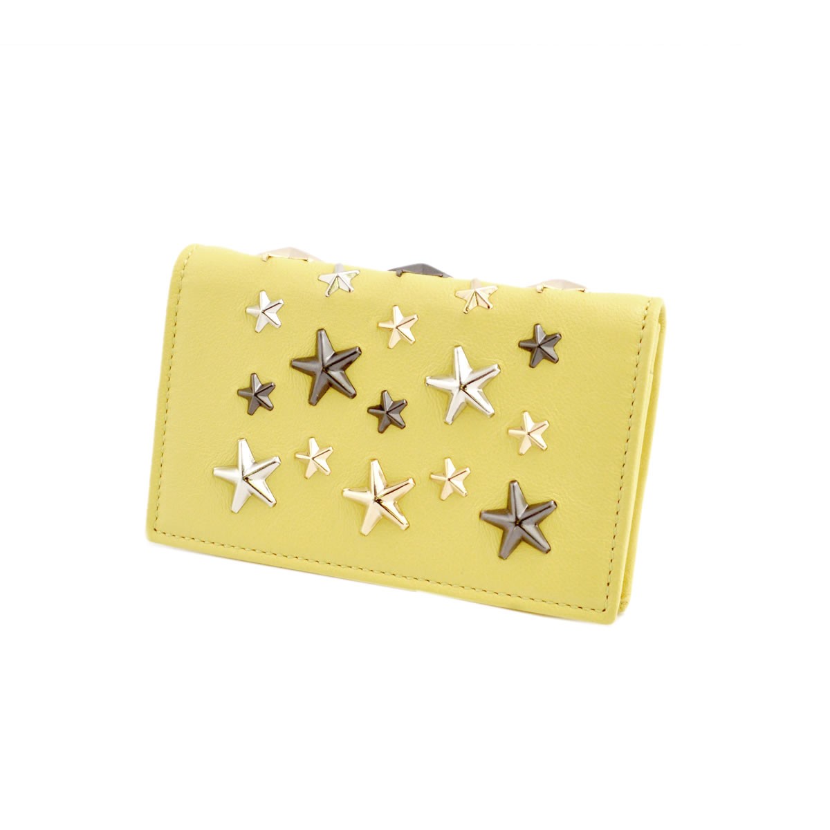 ジミーチュウ JIMMY CHOO NELLO/LTR 161 BUTTERCUP/METALLIC MIX スタースタッズ カードケース 名刺入れ