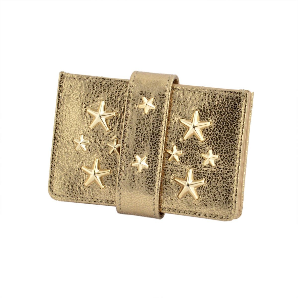 ジミーチュウ JIMMY CHOO TIGGY/GTR 000769 GOLD/GOLD スタースタッズ アコーディオン式 カードケース