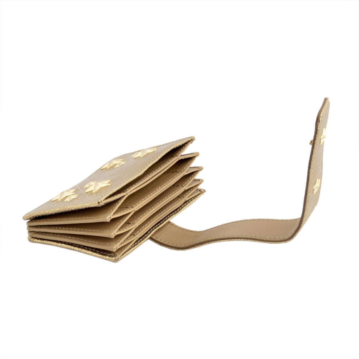 ジミーチュウ JIMMY CHOO TIGGY/GTR 000769 GOLD/GOLD スタースタッズ アコーディオン式 カードケース