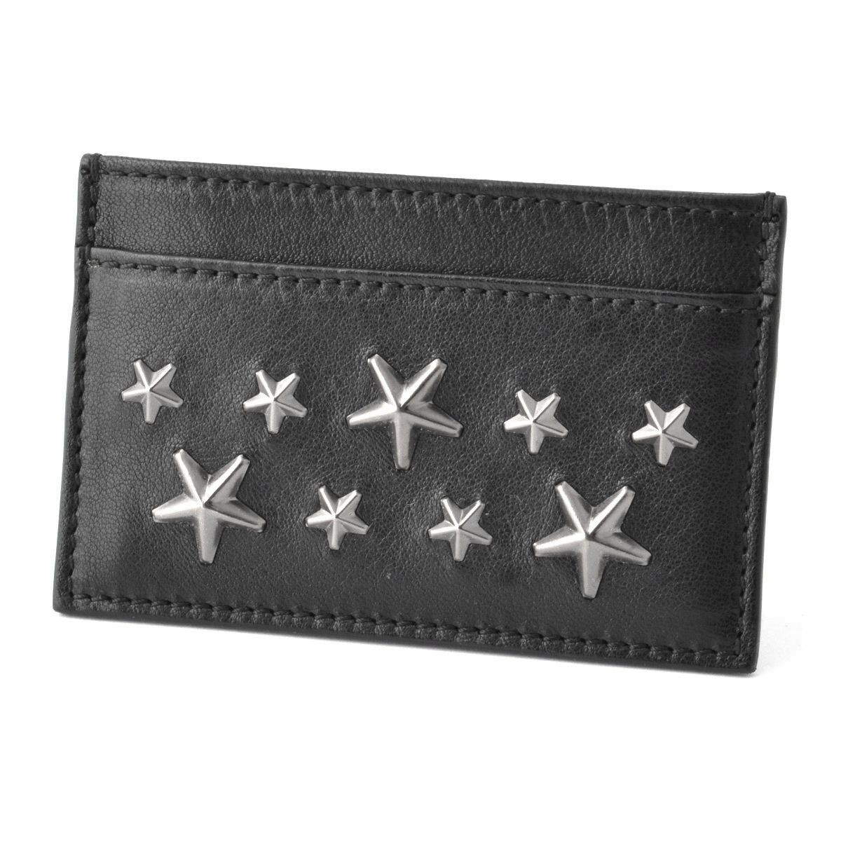 ジミーチュウ JIMMY CHOO DEAN/BLS 122 BLACK/GUNMETAL メンズ スタースタッズ バイカーレザー カードケース 名刺入れ
