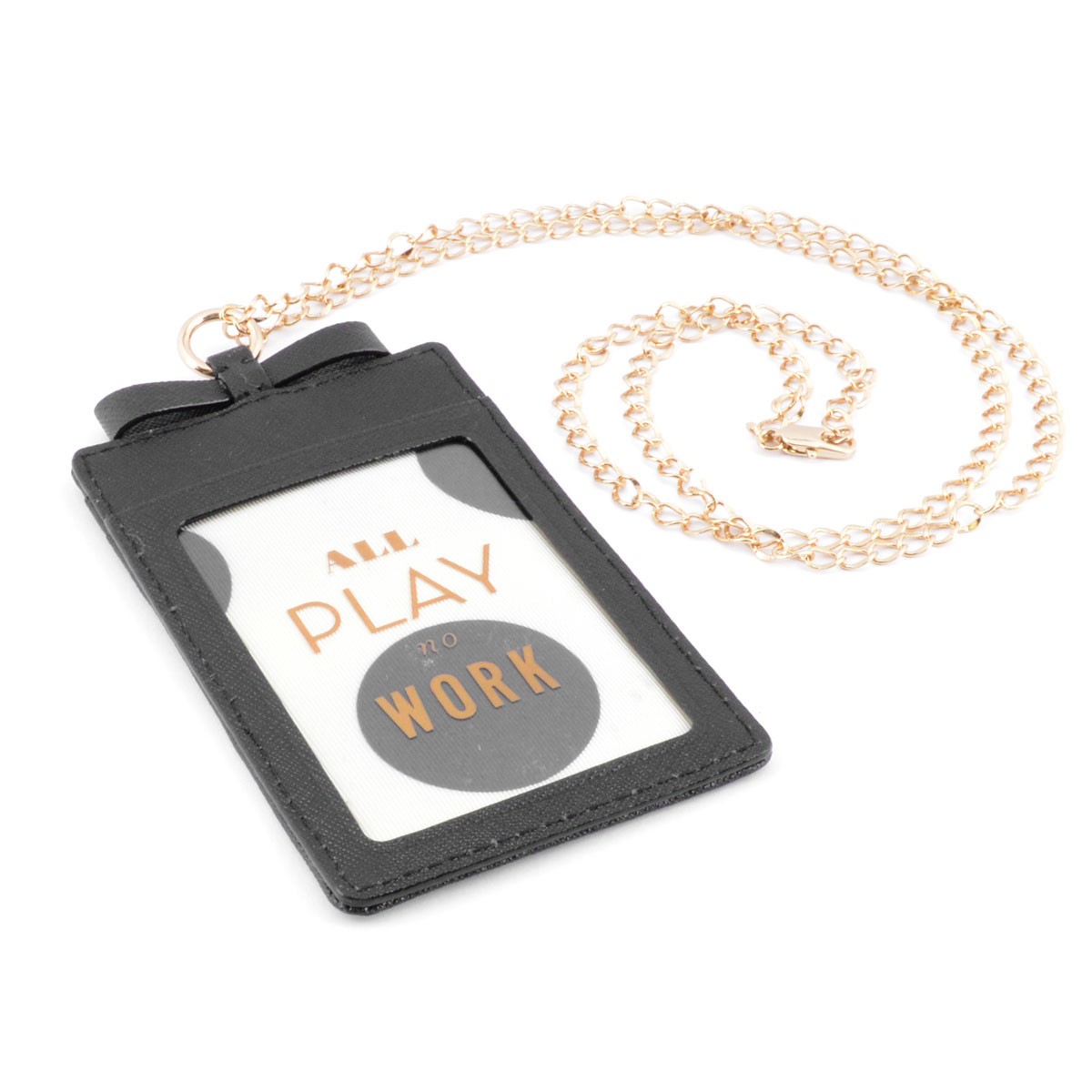 ケイトスペード Kate Spade PWRU4643 001 Black Cedar Street Lanyard リボンモチーフ チェーンストラップ付 パス（定期）・カードケース入れ