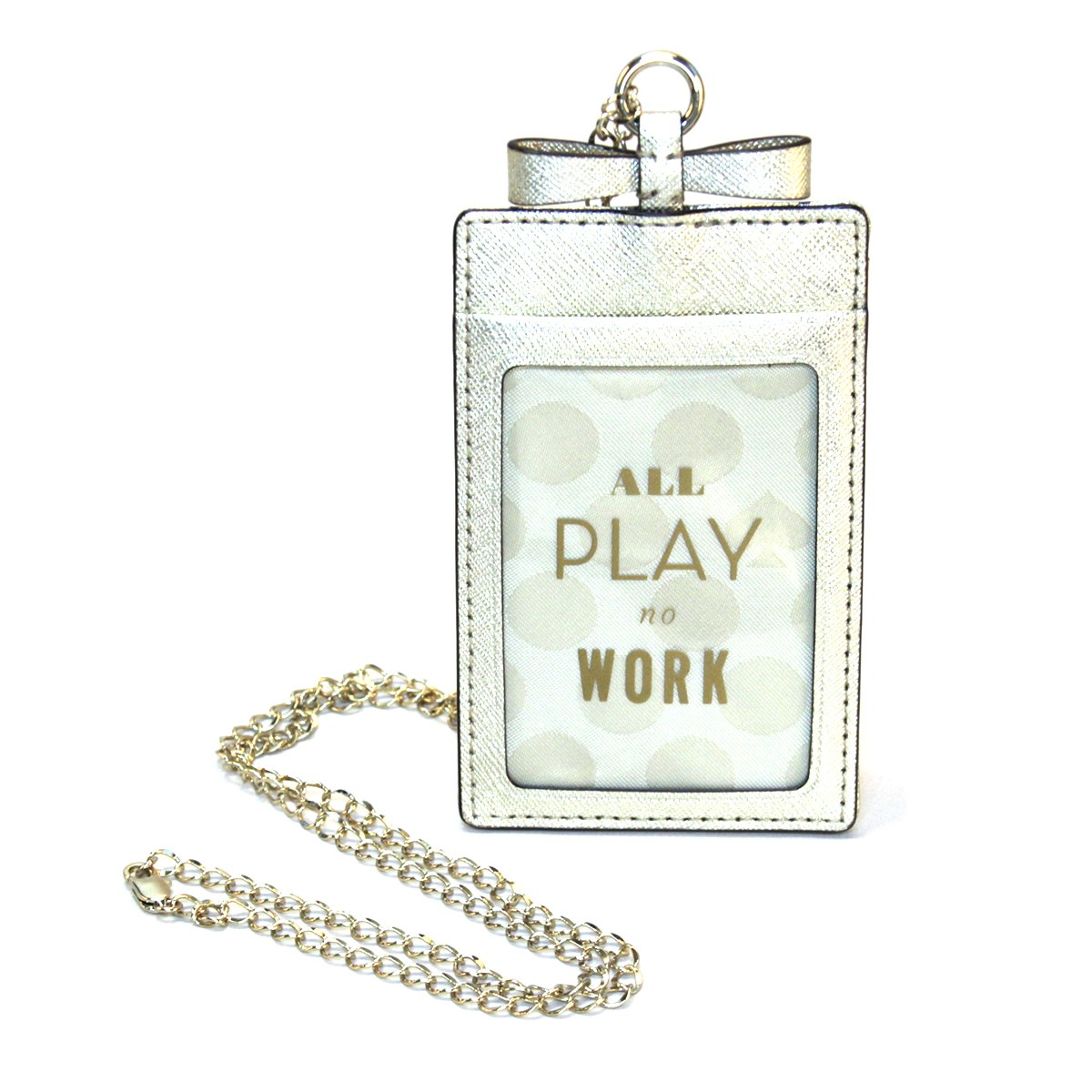 ケイトスペード Kate Spade PWRU4644 711 Gold リボンモチーフ チェーンストラップ付 パス（定期）・カードケース入れ Cedar Street Lanyard