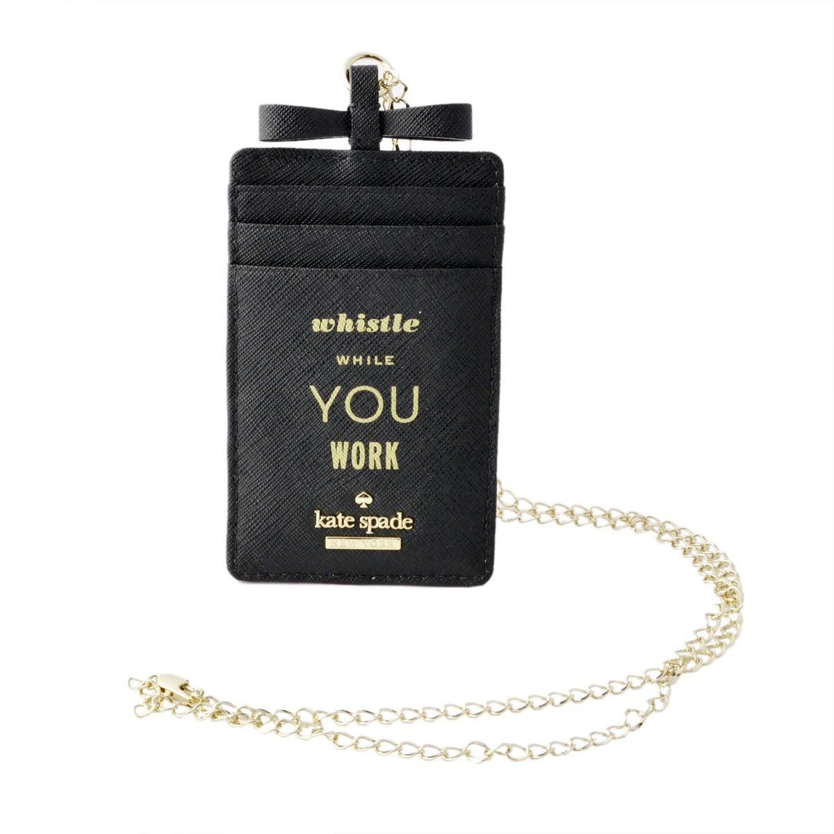 ケイトスペード Kate Spade PWRU5486 001 リボンモチーフ チェーンストラップ付 パス（定期）・カードケース入れ CAMERON STREET lanyard