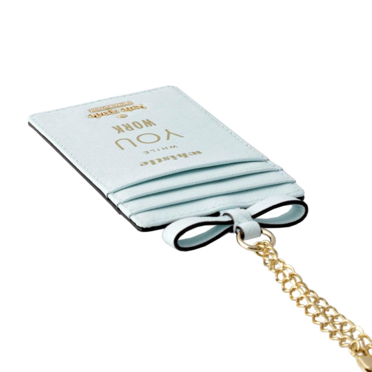 ケイトスペード Kate Spade PWRU5486 463 リボンモチーフ チェーンストラップ付 パス（定期）・カード入れ CAMERON STREET lanyard