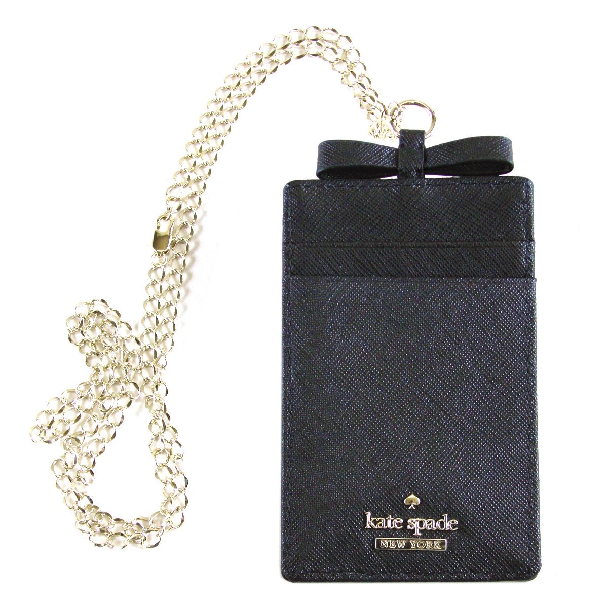 ケイトスペード Kate Spade PWRU6015 001 リボンモチーフ チェーンストラップ付 パス（定期）・カード入れ CAMERON STREET anyard