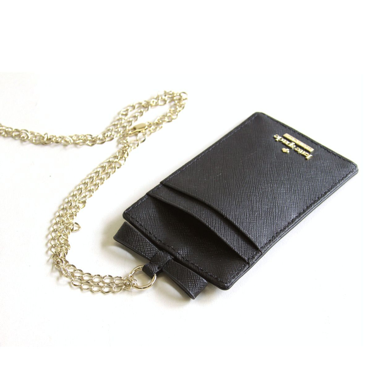 ケイトスペード Kate Spade PWRU6015 001 リボンモチーフ チェーンストラップ付 パス（定期）・カード入れ CAMERON STREET anyard