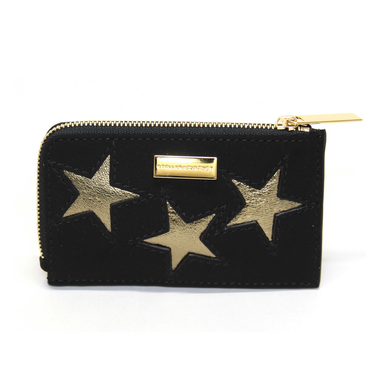 ステラマッカートニー STELLA McCARTNEY 489033 W8140 1000 スター 星型パッチワーク L字ジップ カードケース 名刺入れ Card Holder Gold Stars
