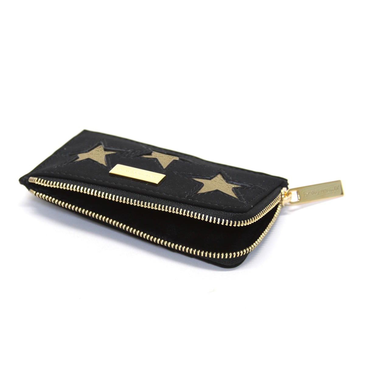 ステラマッカートニー STELLA McCARTNEY 489033 W8140 1000 スター 星型パッチワーク L字ジップ カードケース 名刺入れ Card Holder Gold Stars