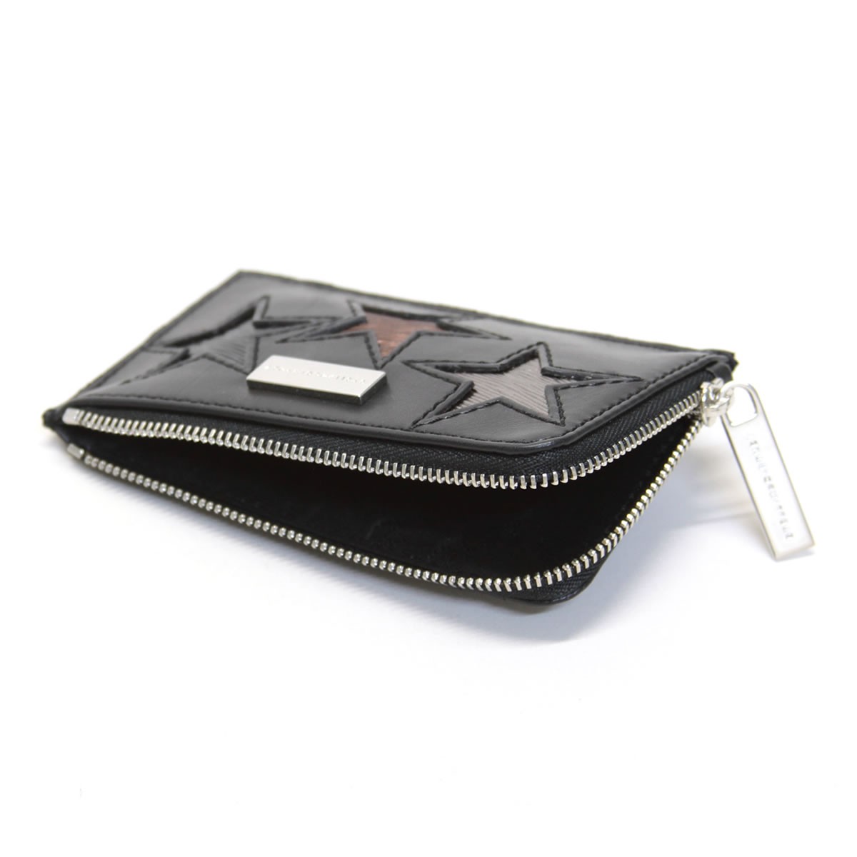 ステラマッカートニー STELLA McCARTNEY 489033 W8141 1000 スター 星型パッチワーク L字ジップ カードケース 名刺入れ Card Holder Eco Alter Nappa & Multicolor Stars
