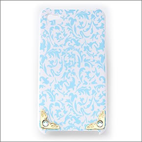 iPhone4・iPhone4S 専用ケース 上品な感じの愛されカラー ロココ調テイストとラインストーンがモテポイント☆ デコカバー（ハードカバー） RCP003