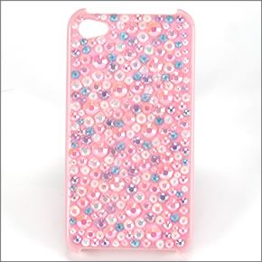 iPhone4 iPhone4S 専用ケース　キラキラ(ラインストーン）デコカバー（ハードケース）で可愛く着せ替え☆ パステルカラー シャーベットカラー パープルミックスDCP-P002