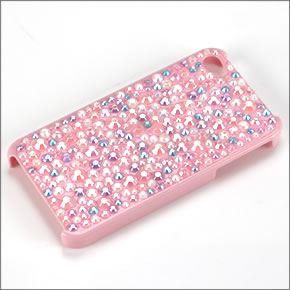 iPhone4 iPhone4S 専用ケース　キラキラ(ラインストーン）デコカバー（ハードケース）で可愛く着せ替え☆ パステルカラー シャーベットカラー パープルミックスDCP-P002