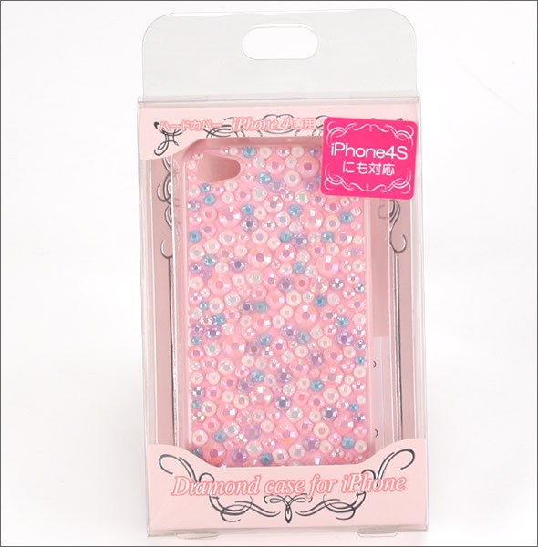 iPhone4 iPhone4S 専用ケース　キラキラ(ラインストーン）デコカバー（ハードケース）で可愛く着せ替え☆ パステルカラー シャーベットカラー パープルミックスDCP-P002
