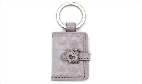 コーチ ハートチャーム付 シグネチャー ピクチャーフレーム  キーリング キーホルダー ライラック 92348 SV/LL