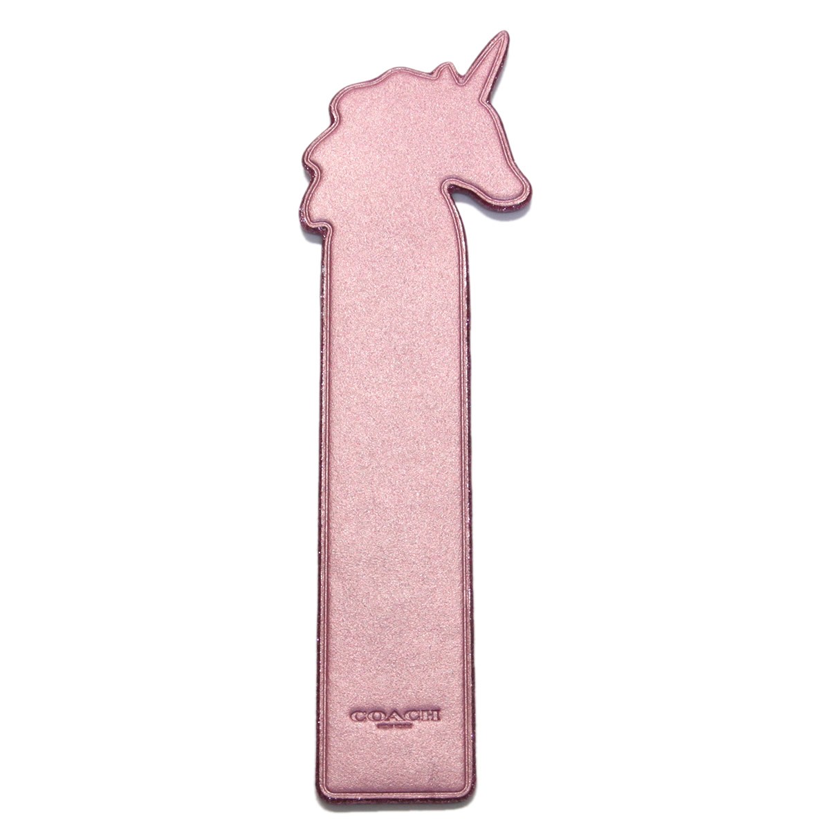 コーチ COACH 23697 Metallic Blush (E45) ユニコーンモチーフ レザー ブックマーク 本用 しおり UNI BOOKMARK