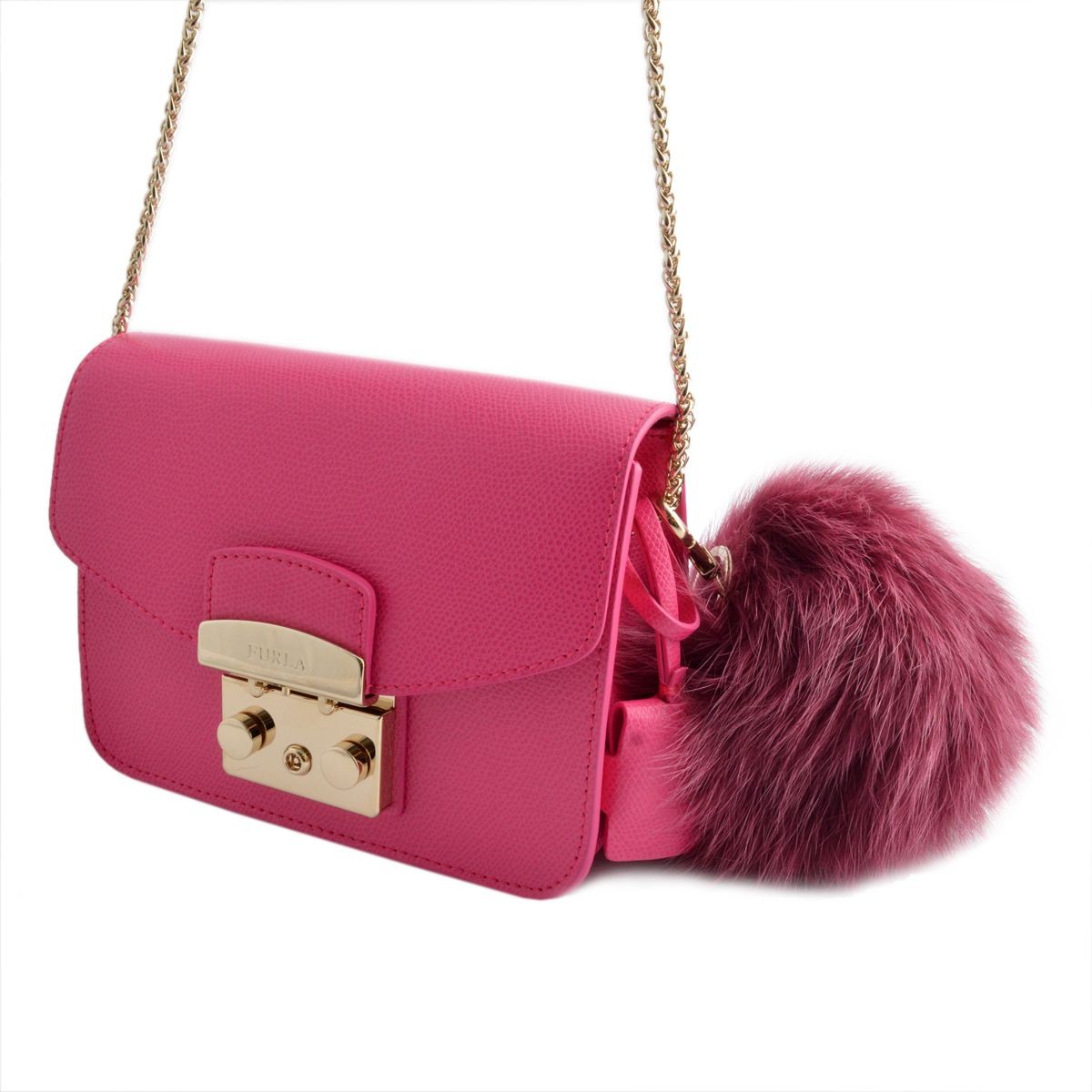 フルラ FURLA 828868 RI89 PZ0 LAMPONE バッブル ファー キーリング バッグチャーム BUBBLE KEYRING PON PON MONOCOL