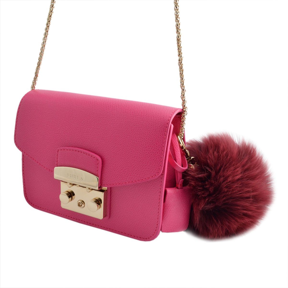 フルラ FURLA 828871 RI89 PZ0 RUBINO バッブル ファー キーリング バッグチャーム BUBBLE KEYRING PON PON MONOCOL