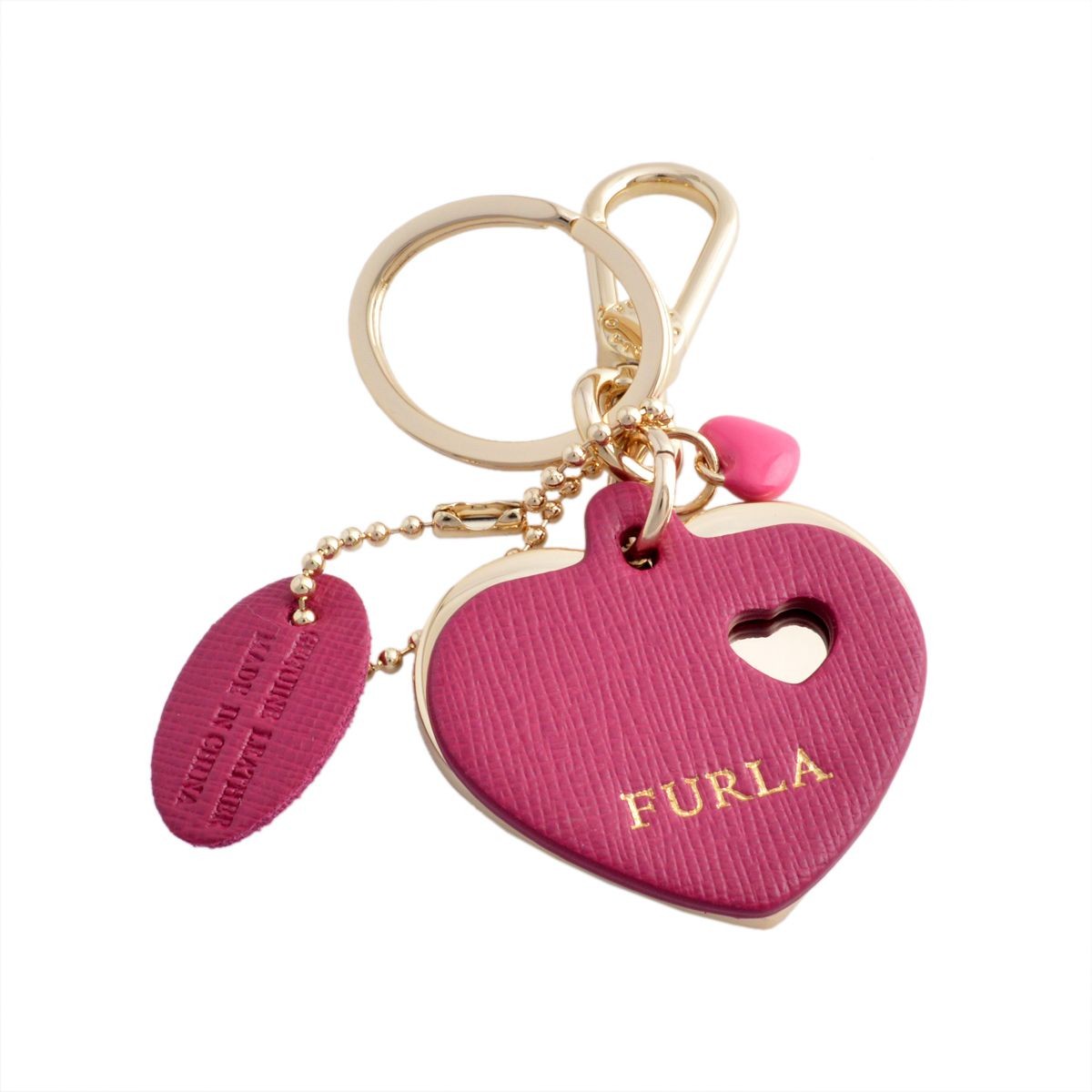 フルラ FURLA 828779 RG57 FG0 LAMPONE ハートモチーフ キーリング バッグチャーム VENUS KEYRING DOPPIO CUORE