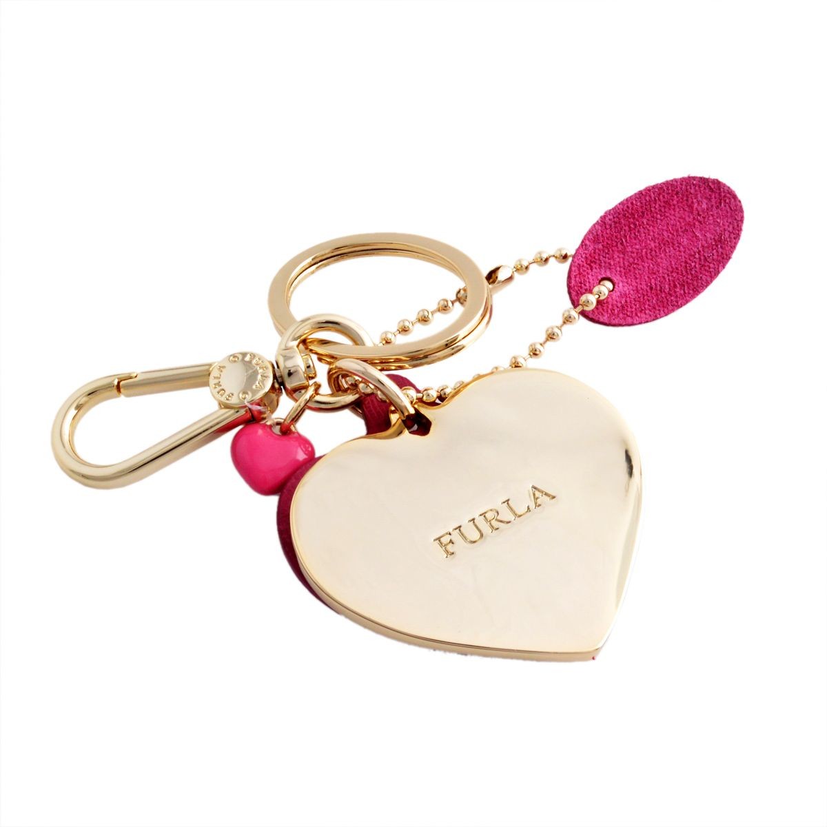 フルラ FURLA 828779 RG57 FG0 LAMPONE ハートモチーフ キーリング バッグチャーム VENUS KEYRING DOPPIO CUORE
