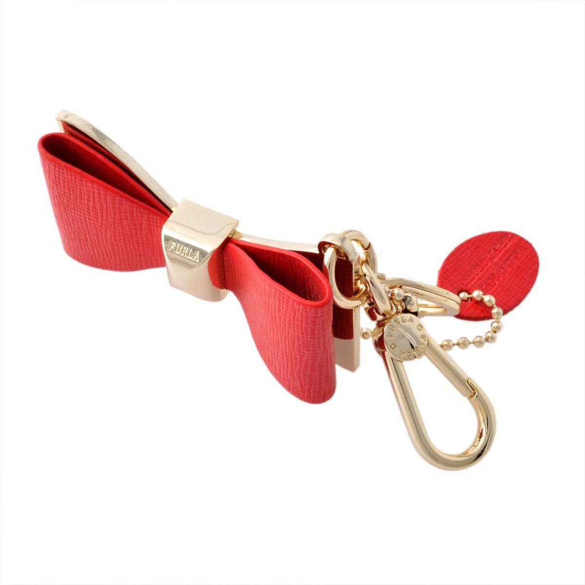 フルラ FURLA 828793 RH55 FG0 ROSSO リボンモチーフ キーリング バッグチャーム VENUS KEYRING FIOCCO
