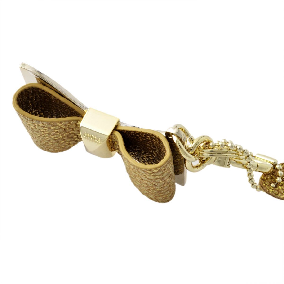 フルラ FURLA 838384 RH55 MRM COLOR GOLD リボンモチーフ キーリング バッグチャーム VENUS KEYRING FIOCCO